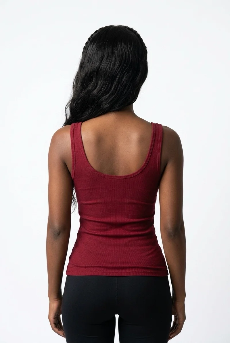 Stylish Sisters Classic Scoop-Neck Cotton Tank Vest Top - Maroon