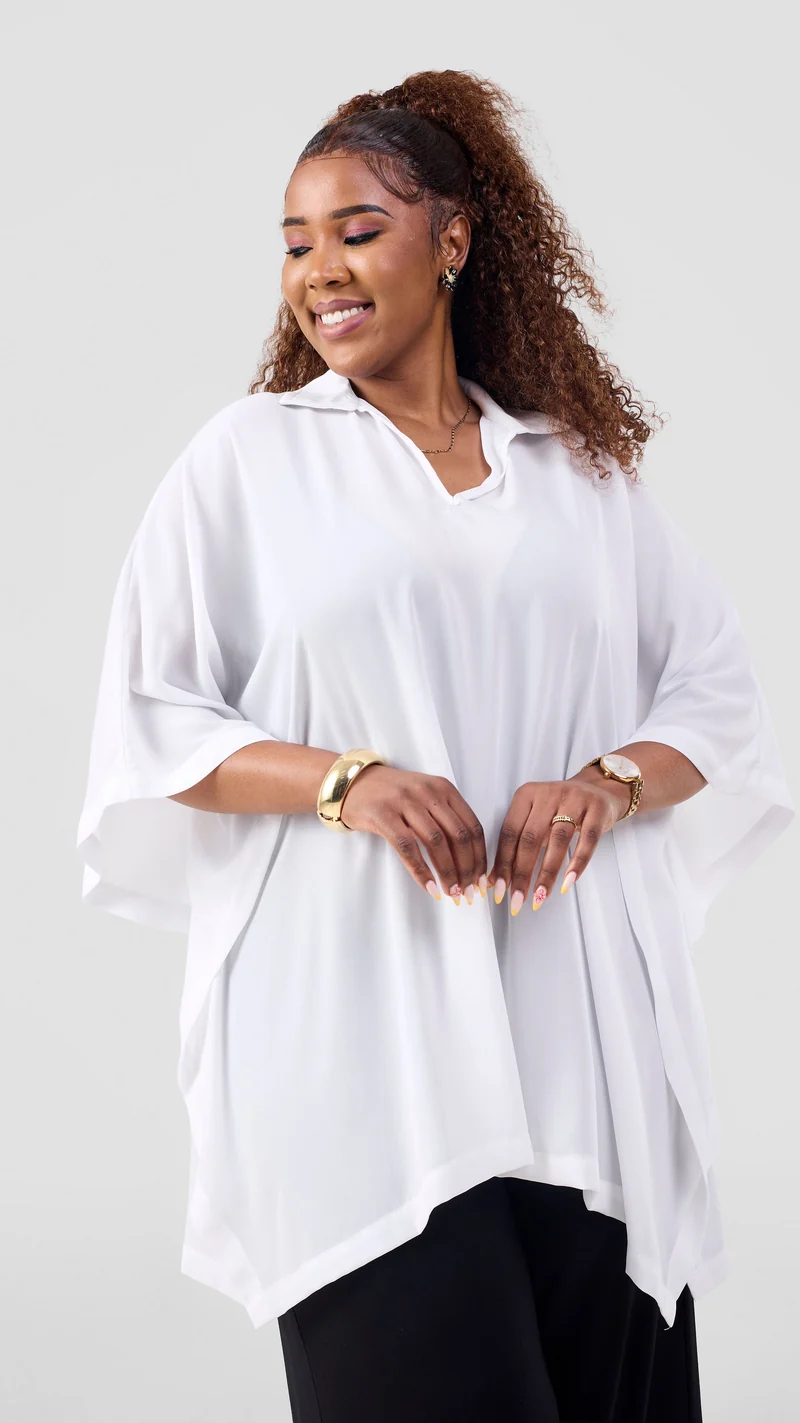 Vivo Isabi Loose Top In Chiffon - White