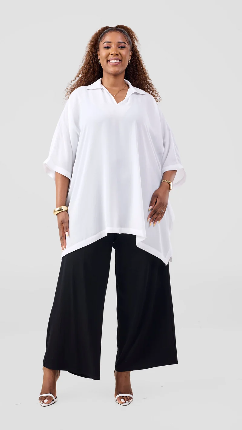 Vivo Isabi Loose Top In Chiffon - White