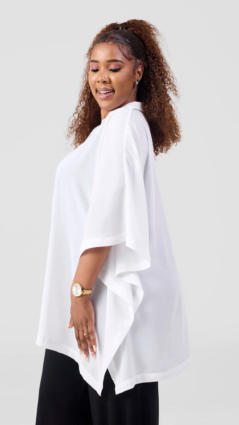 Vivo Isabi Loose Top In Chiffon - White