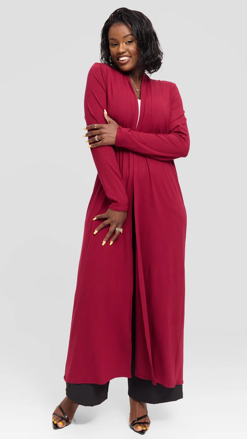 Vivo Basic Leila Maxi Waterfall In Jersey - Maroon
