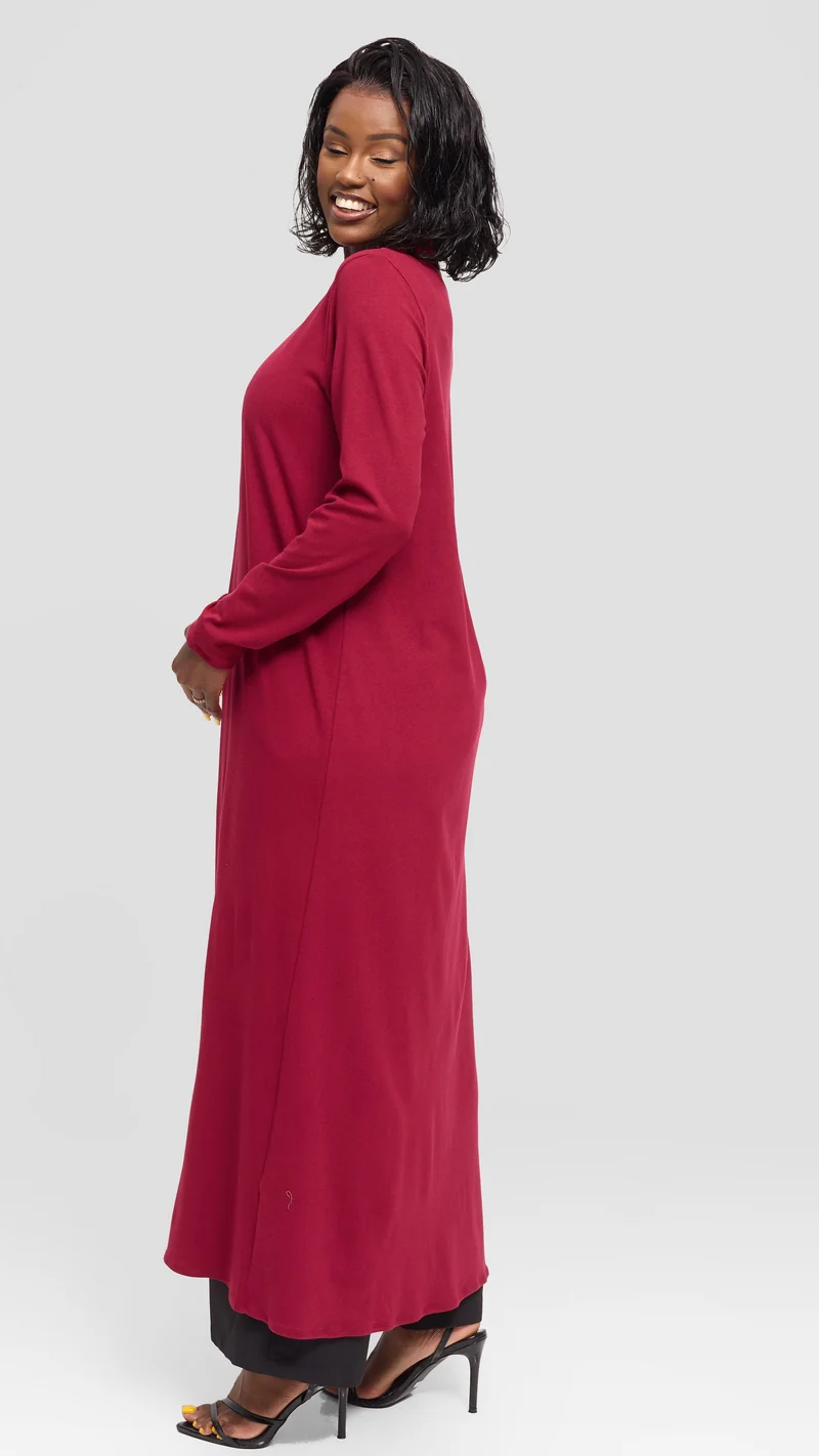 Vivo Basic Leila Maxi Waterfall In Jersey - Maroon