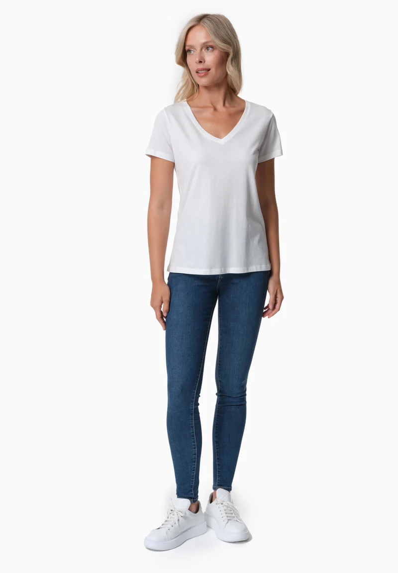 TAMARRA | T-Shirt aus TENCEL™ Modal und Bio-Baumwolle mit V-Ausschnitt
