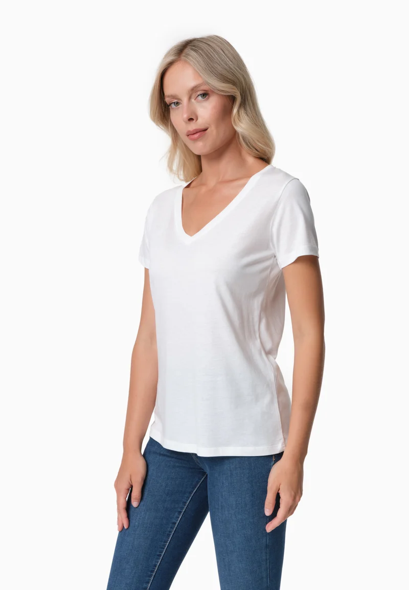 TAMARRA | T-Shirt aus TENCEL™ Modal und Bio-Baumwolle mit V-Ausschnitt