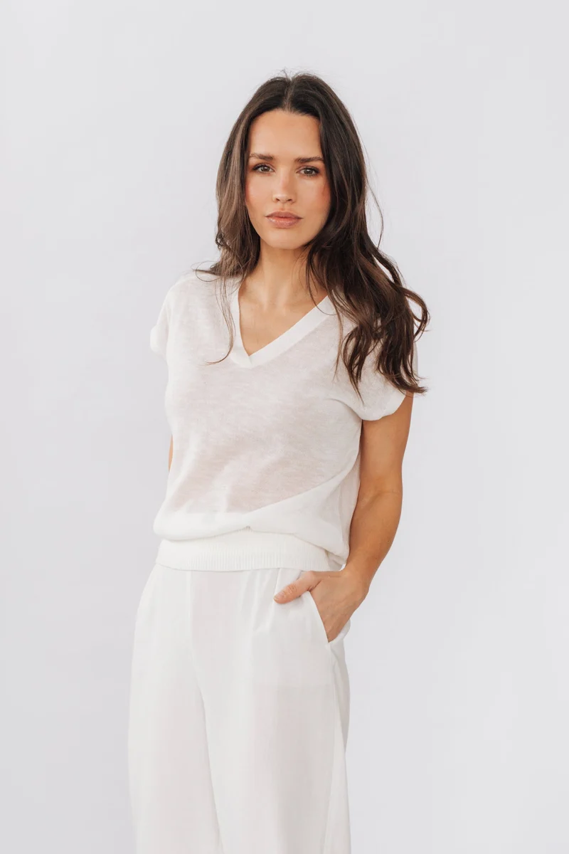 Haut col V en tricot fin - Lexi