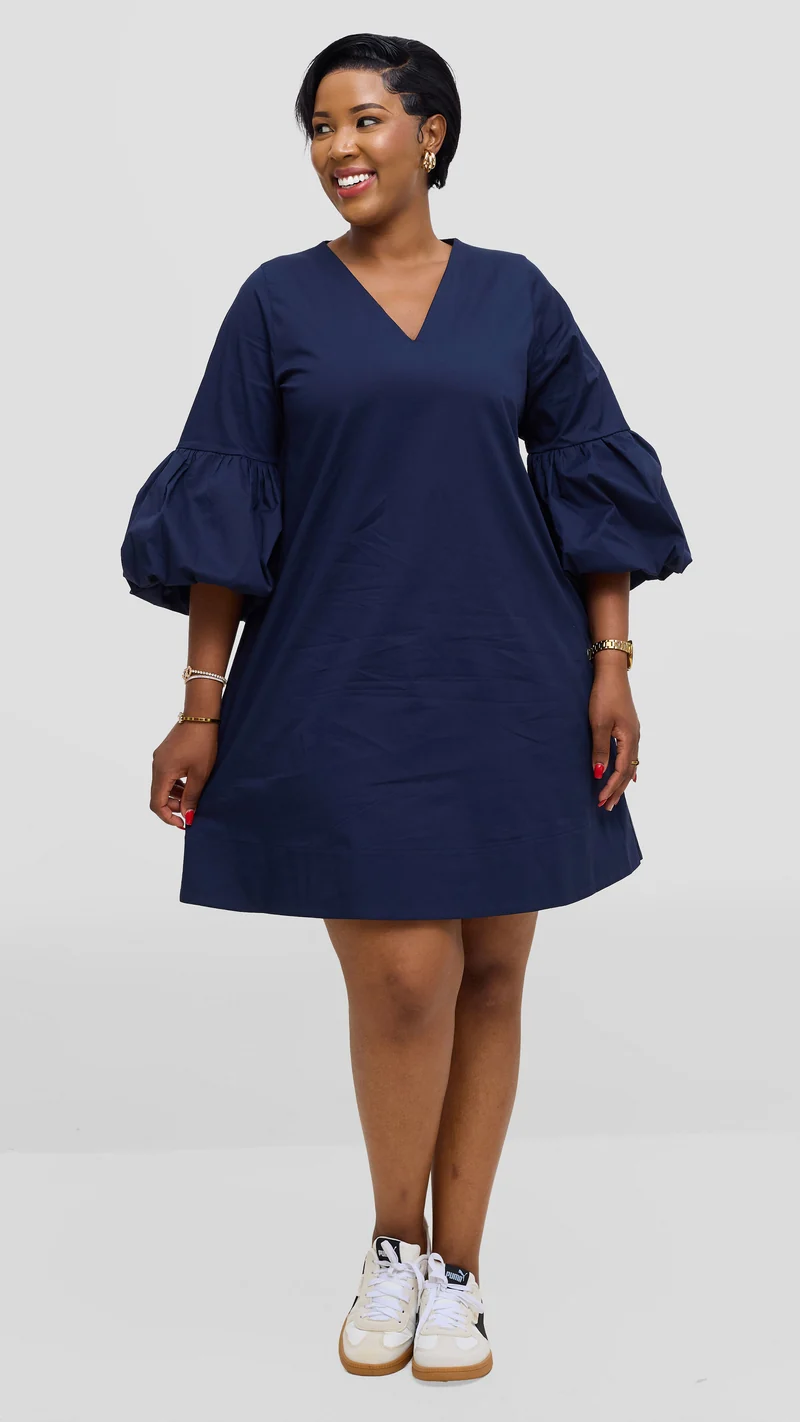 Vivo Lulu Cotton Tent Mini Dress in Cotton - Navy