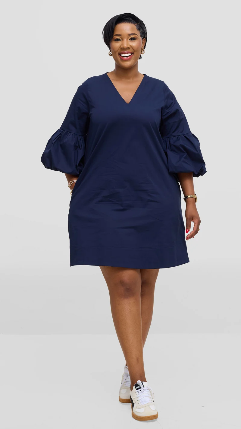 Vivo Lulu Cotton Tent Mini Dress in Cotton - Navy