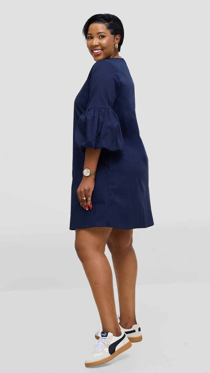 Vivo Lulu Cotton Tent Mini Dress in Cotton - Navy