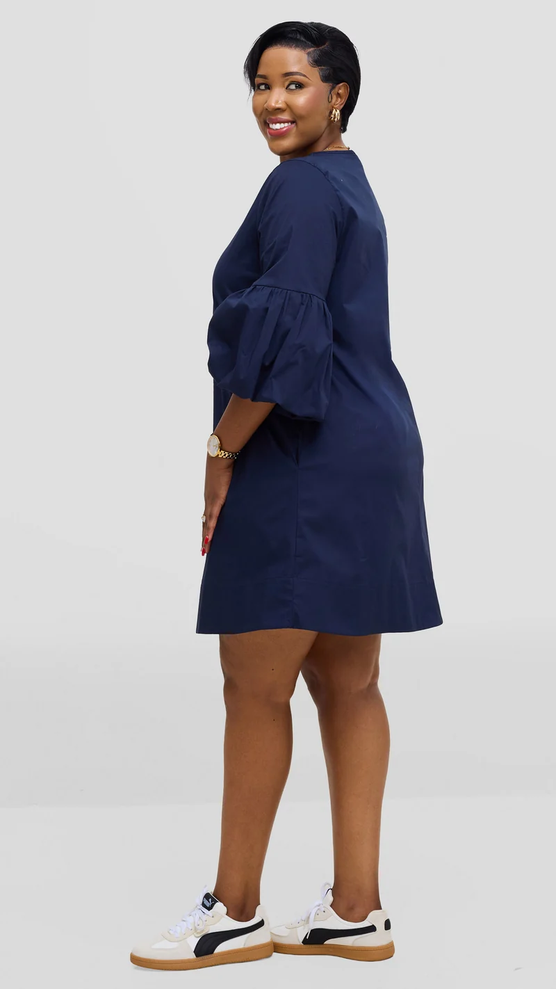 Vivo Lulu Cotton Tent Mini Dress in Cotton - Navy