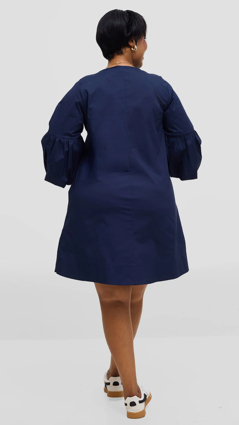 Vivo Lulu Cotton Tent Mini Dress in Cotton - Navy