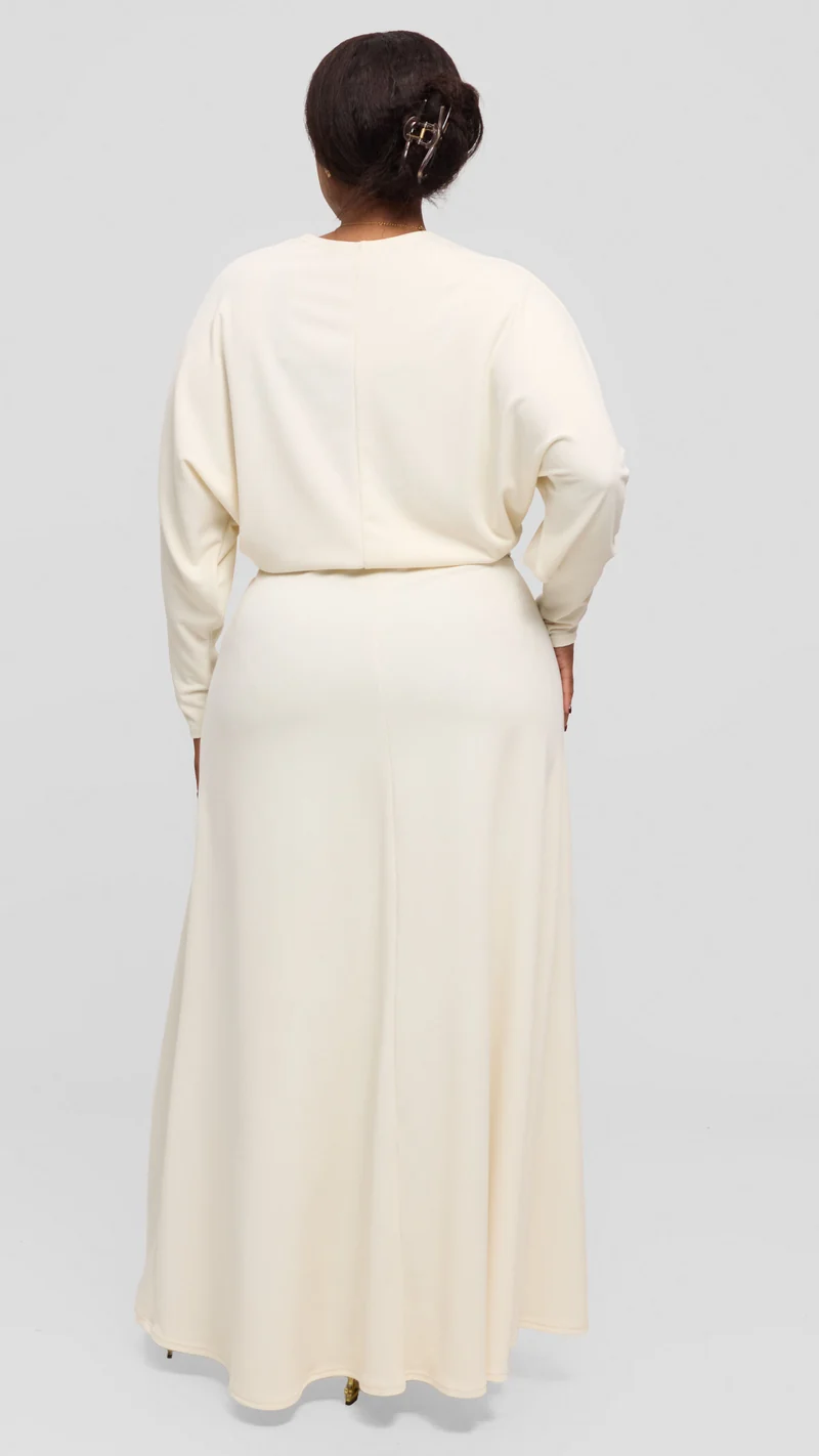 Vivo Tanda V-Neck Top in Stretch Rib - Off White