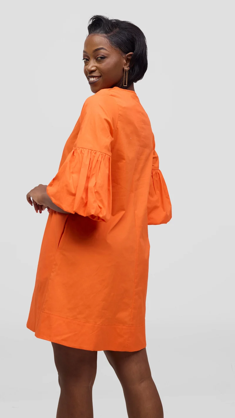 Vivo Lulu Cotton Tent Mini Dress in Cotton - Orange