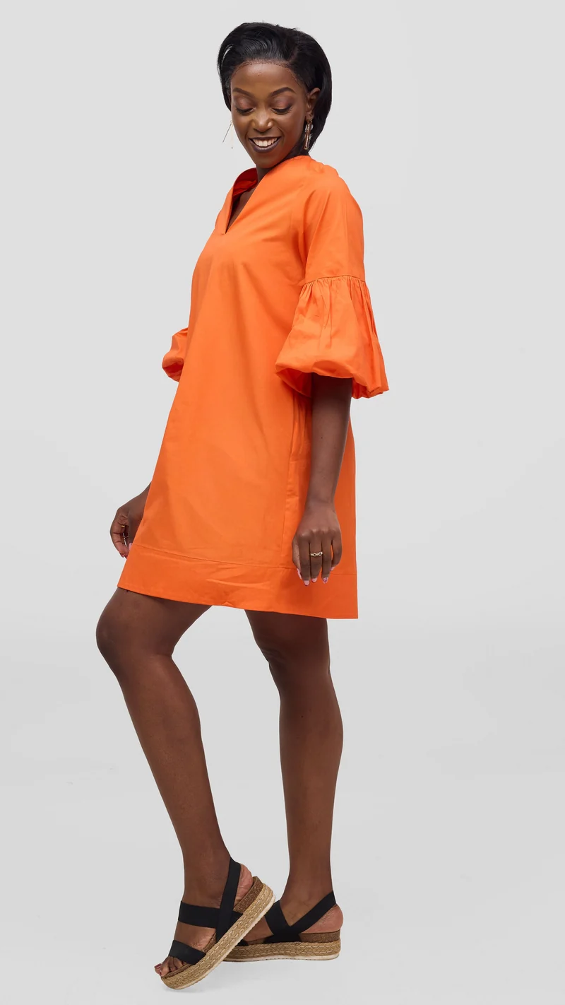 Vivo Lulu Cotton Tent Mini Dress in Cotton - Orange