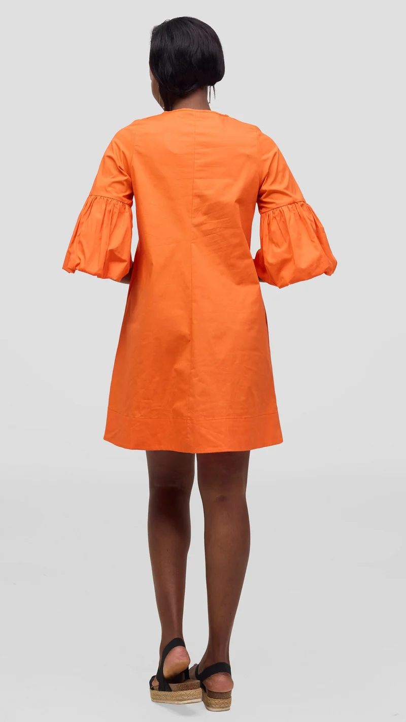 Vivo Lulu Cotton Tent Mini Dress in Cotton - Orange