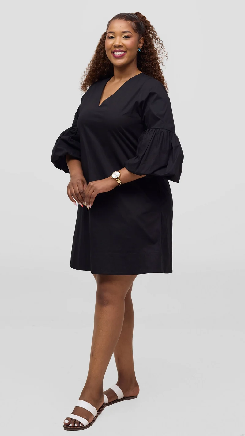 Vivo Lulu Cotton Tent Mini Dress in Cotton - Black