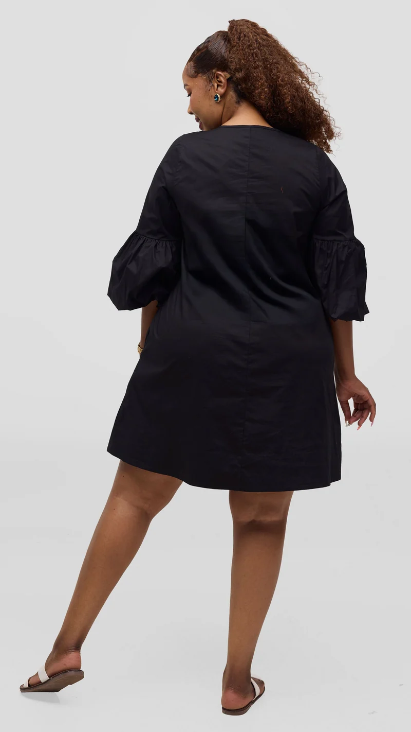 Vivo Lulu Cotton Tent Mini Dress in Cotton - Black