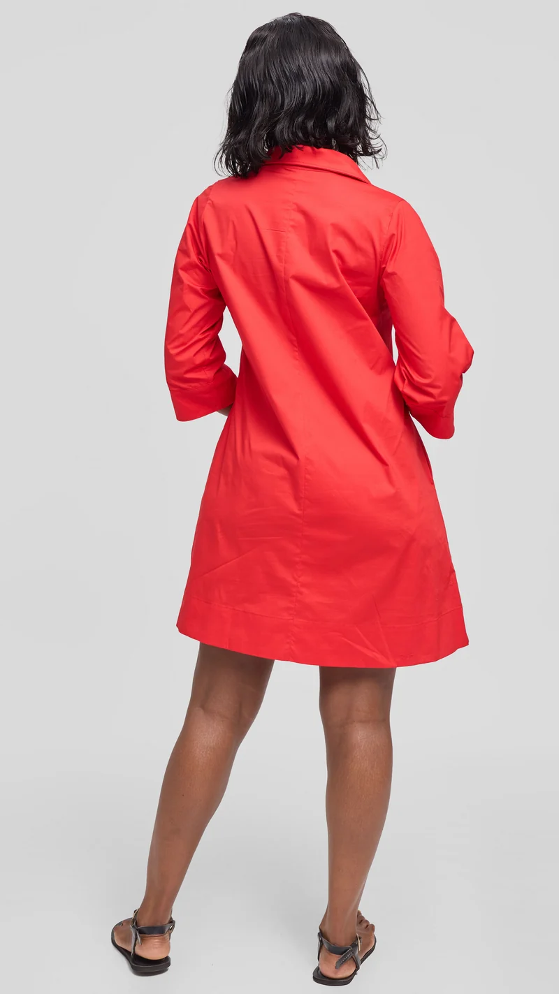 Vivo Lulu Cotton Tent Mini Dress in Cotton - Red
