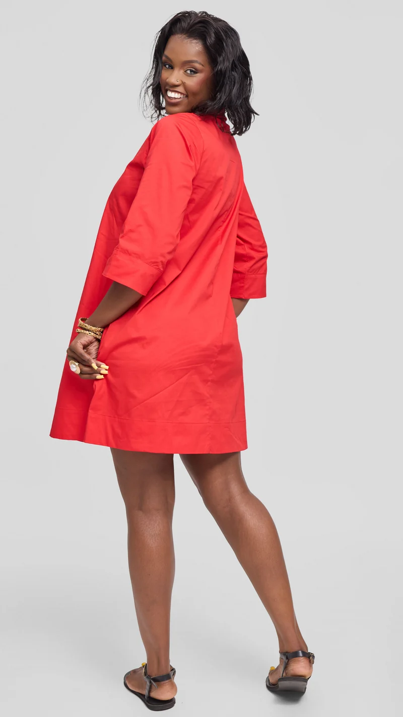 Vivo Lulu Cotton Tent Mini Dress in Cotton - Red