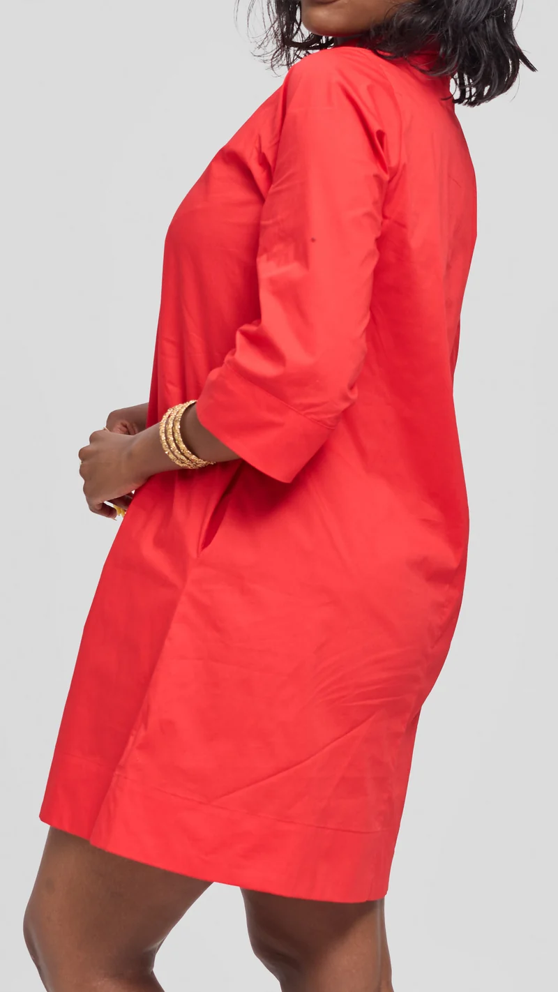 Vivo Lulu Cotton Tent Mini Dress in Cotton - Red