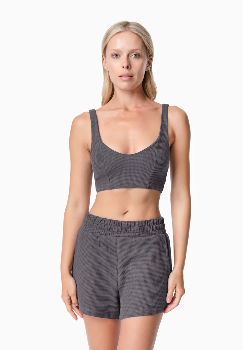 BELLA | Waffel Crop Top aus Bio-Baumwolle und recyceltem Polyester