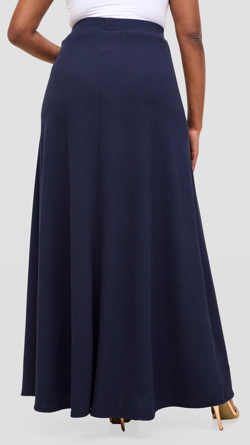 Vivo Tanda Maxi Skirt in Stretch Rib - Navy