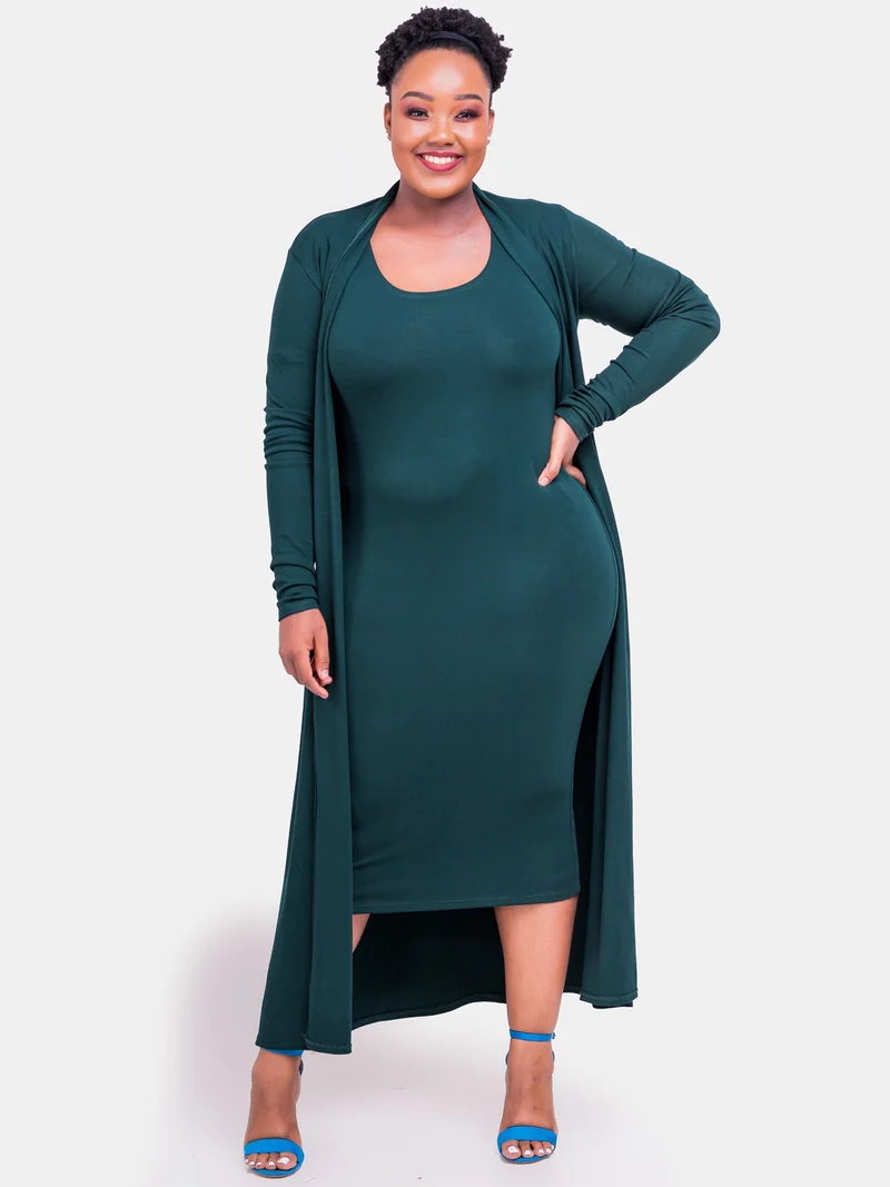 Vivo Basic Leila Maxi Waterfall in Jersey - Dark Green