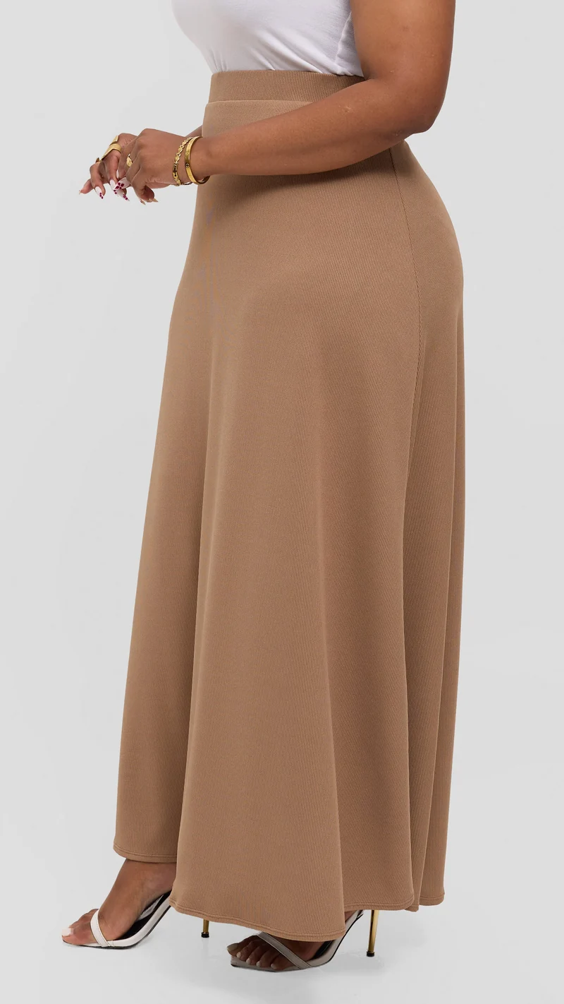 Vivo Tanda Maxi Skirt in Stretch Rib - Taupe