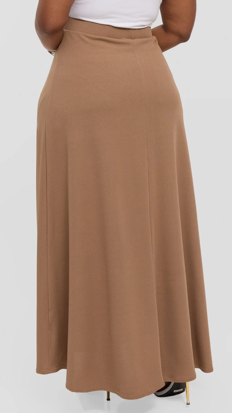 Vivo Tanda Maxi Skirt in Stretch Rib - Taupe