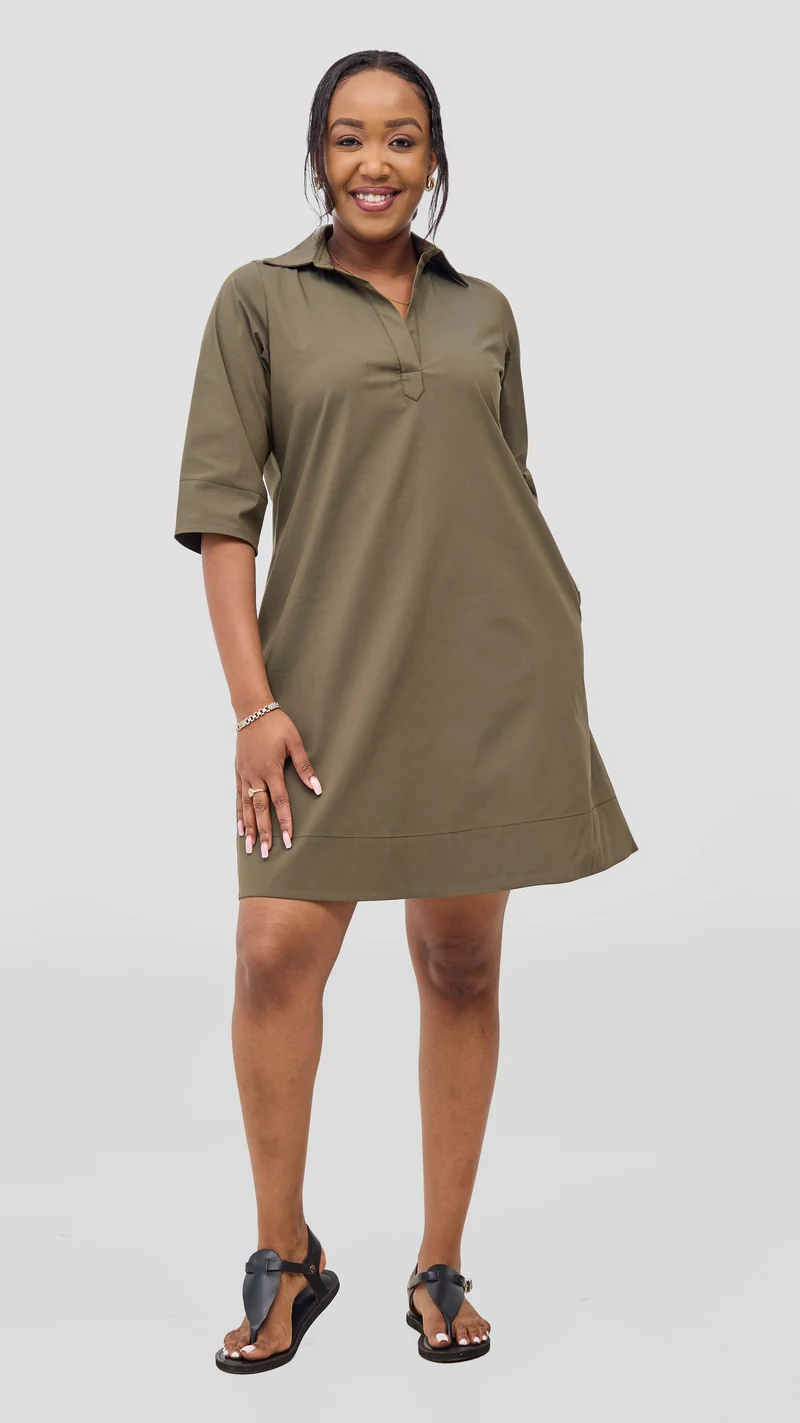 Safari Mansi Wide Hem Embroidered Tent Dress - Hunters