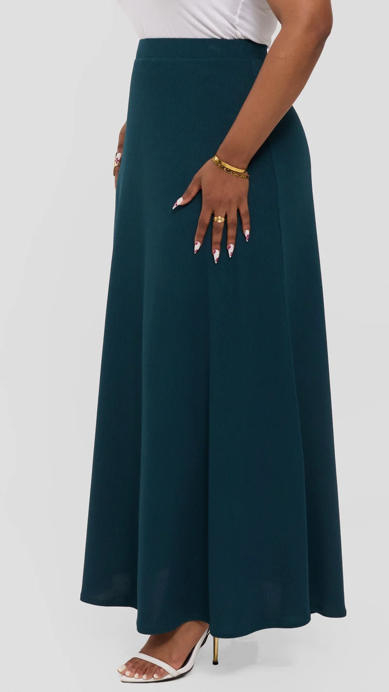 Vivo Tanda Maxi Skirt in Stretch Rib - Dark Teal