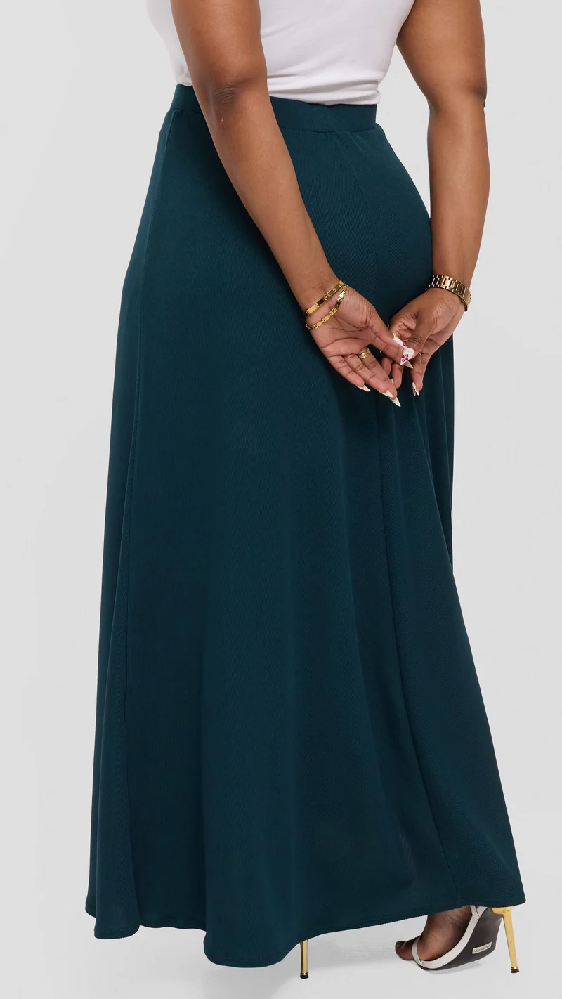 Vivo Tanda Maxi Skirt in Stretch Rib - Dark Teal