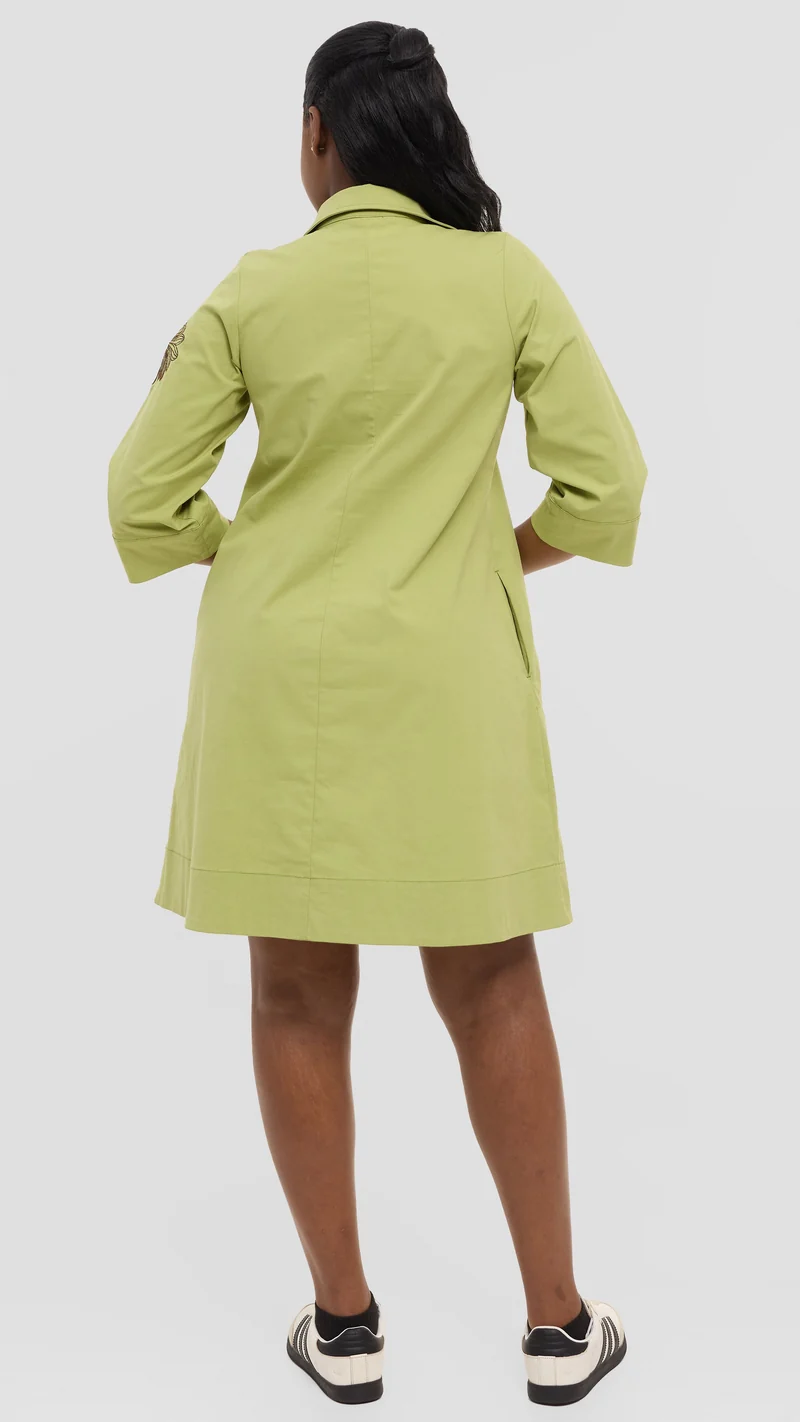 Safari by Vivo Mansi Wide Hem Embroidered Tent Dress - Light Green