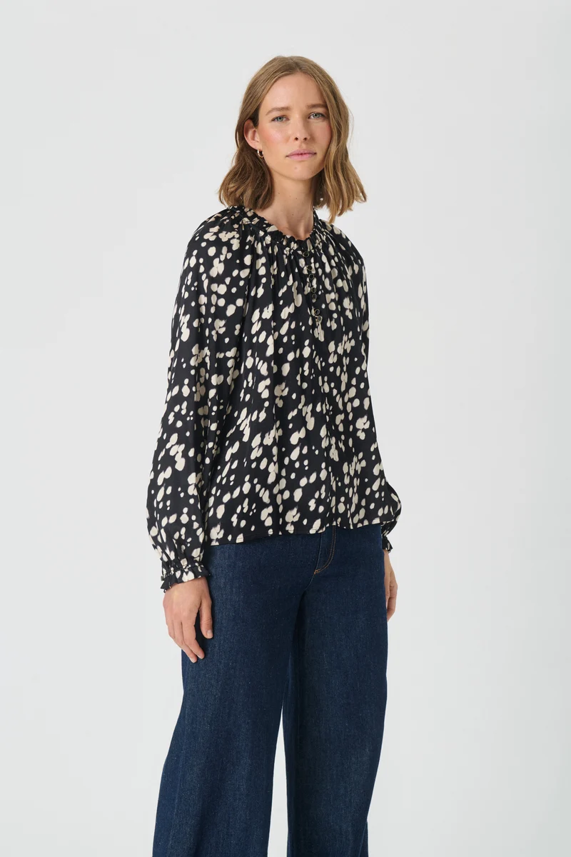 Blouse ample à imprimé bambi et col froncé Venessa