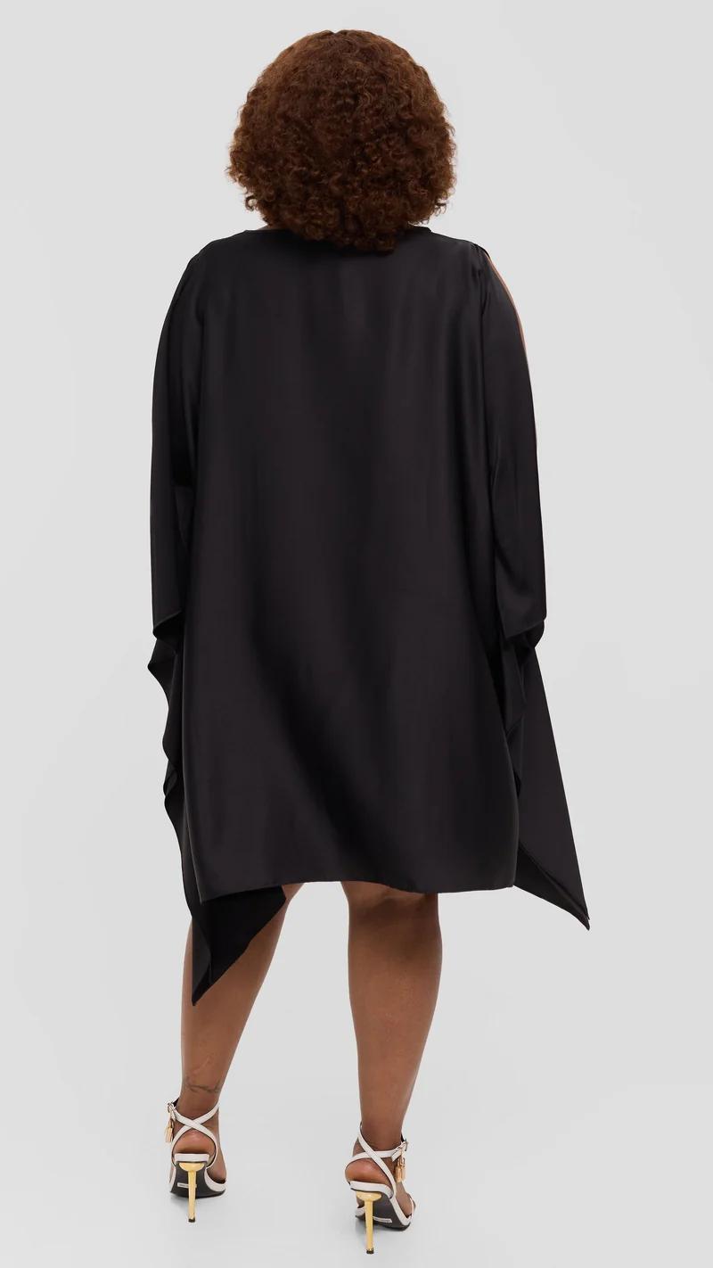 Vivo Knee Length Kaftan In Satin - Black