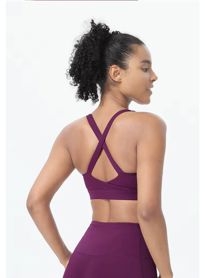 Flen Store Ribbed detail 3 Piece Set(Sports Bra, Leggings & Jacket) - Purple