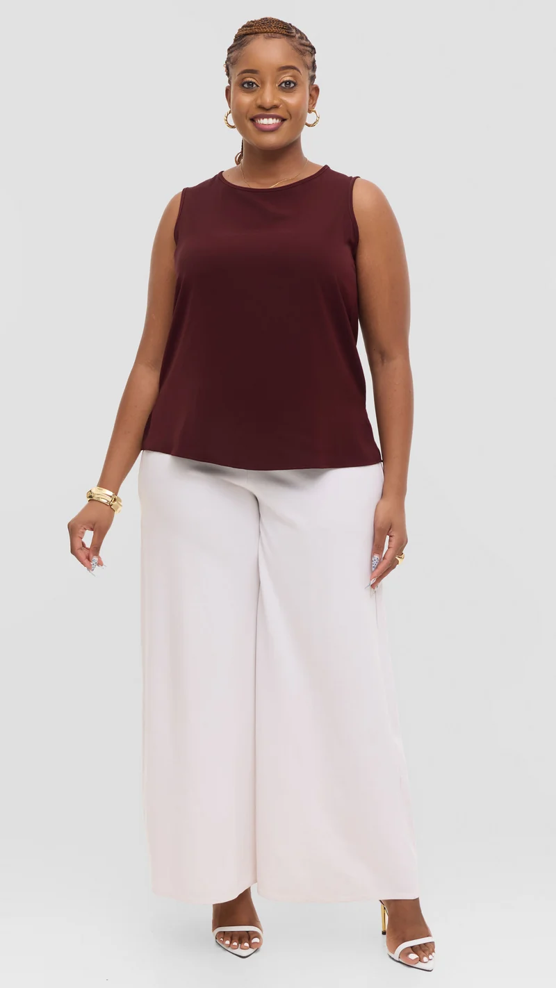 Vivo Talia Sleeveless Tank Top - Burgundy