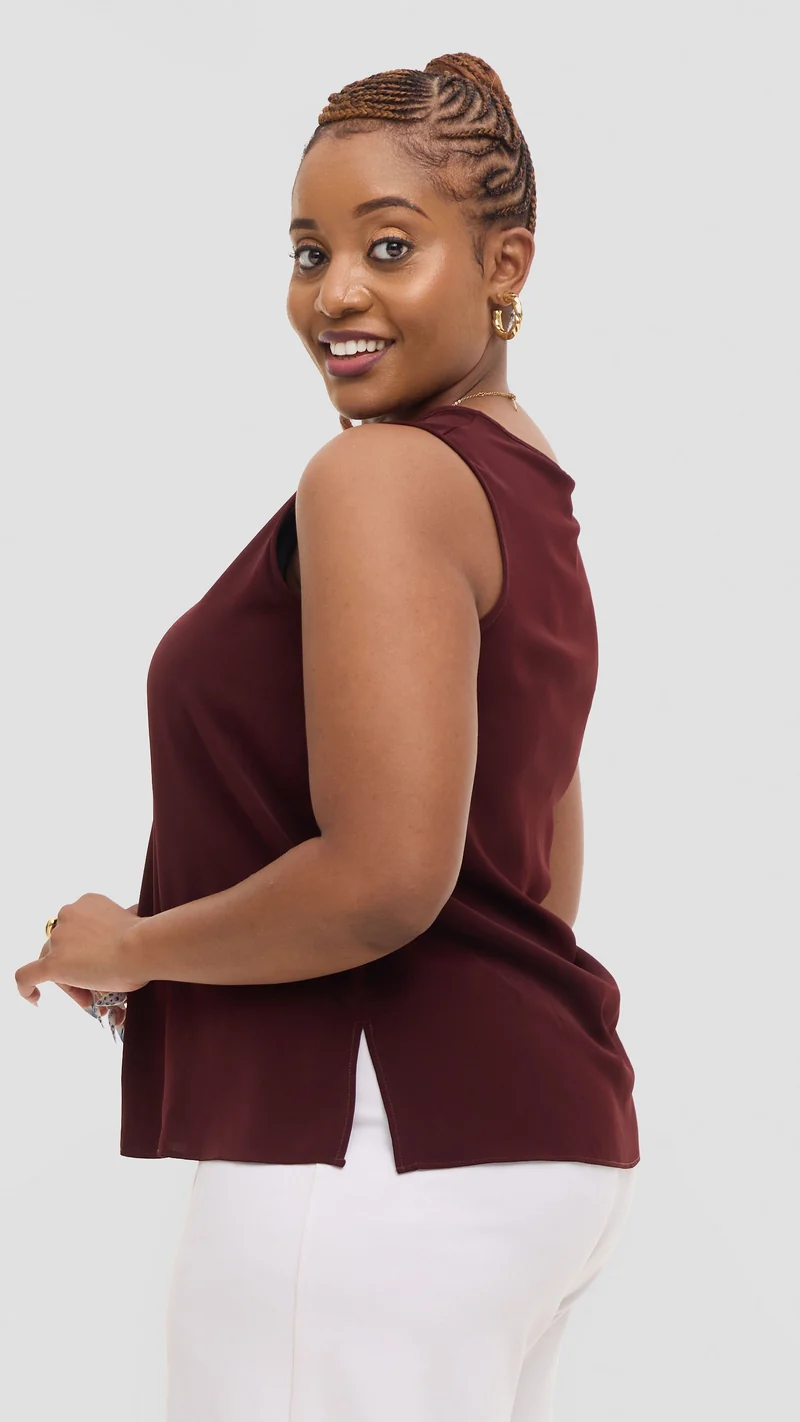 Vivo Talia Sleeveless Tank Top - Burgundy