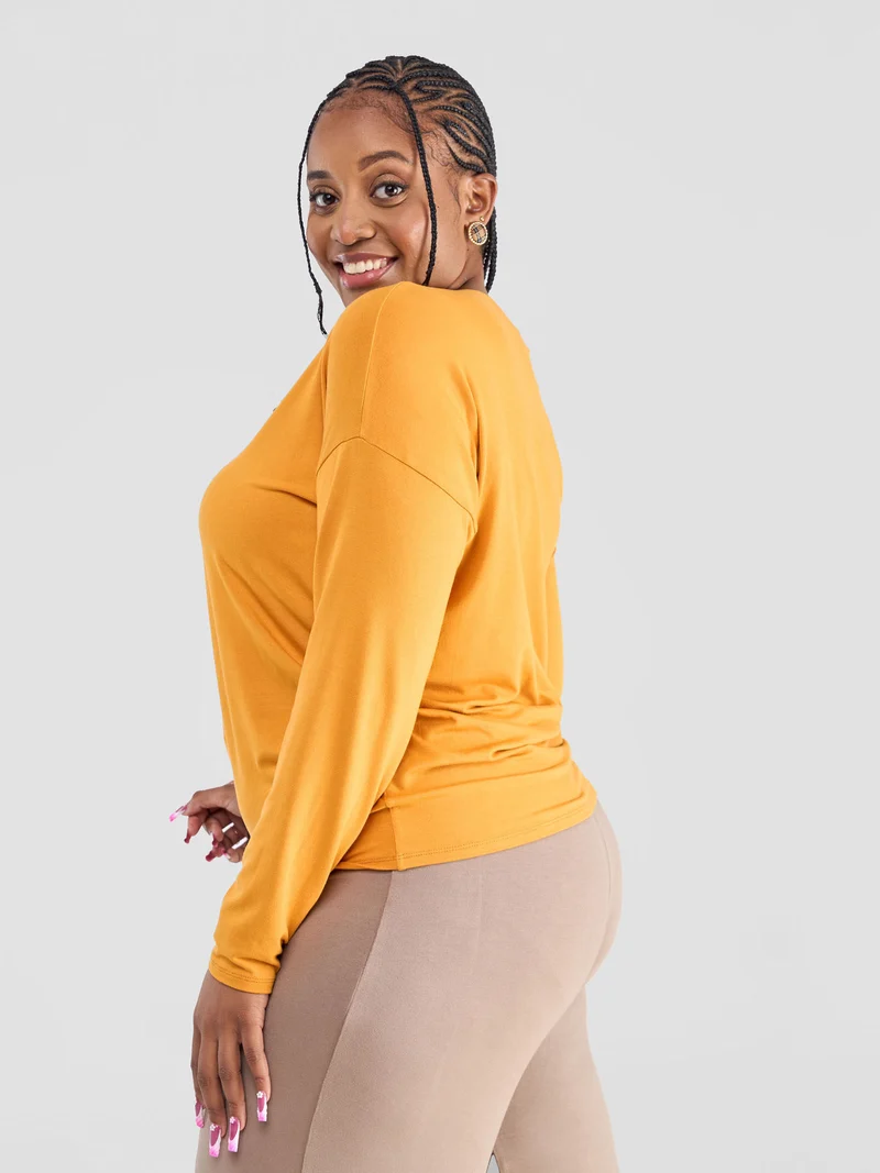 Safari by Vivo Bush Drop Shoulder Long Sleeve Top - Mustard