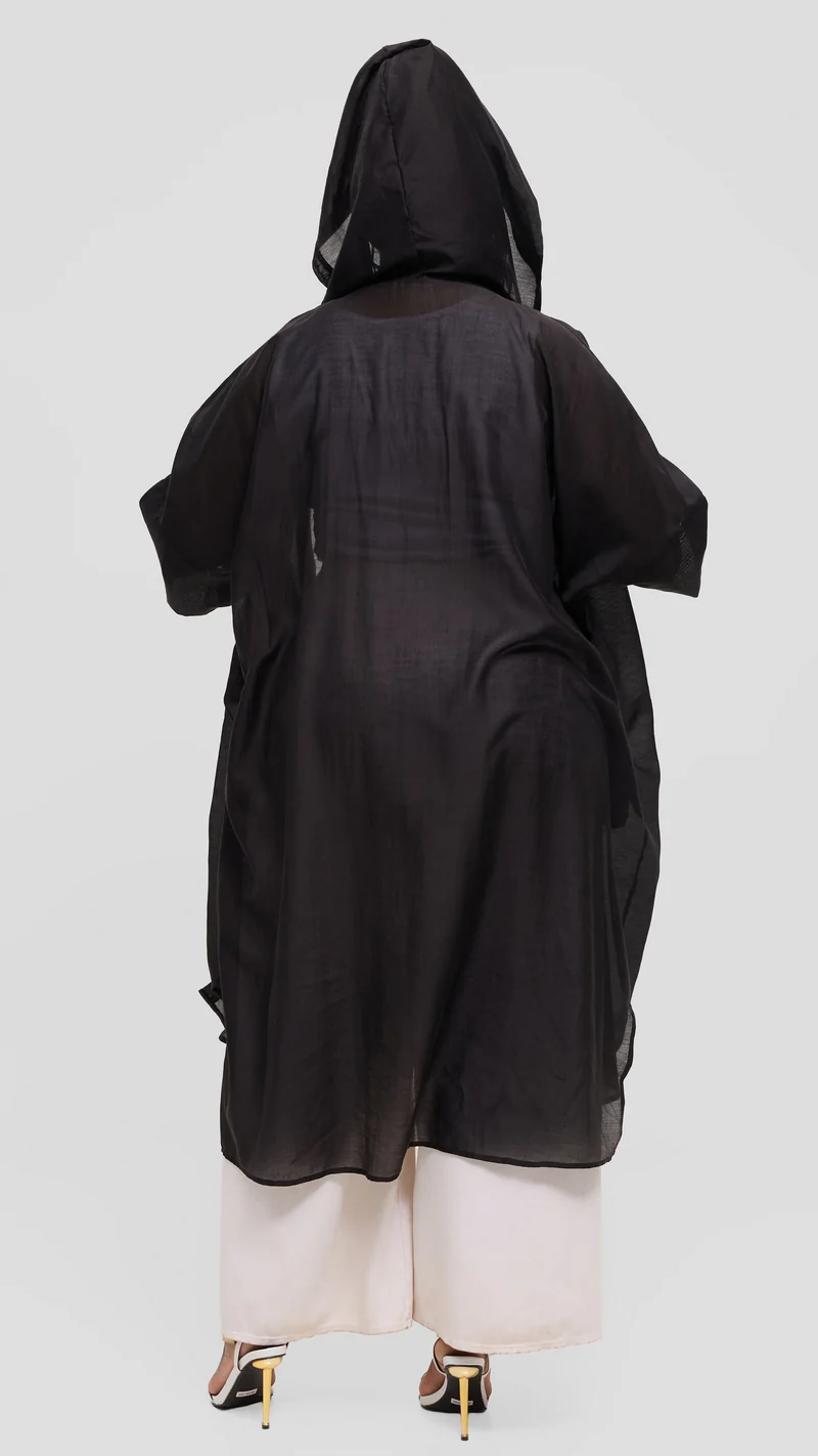 Vivo Hooded Kimono in Tencel - Black