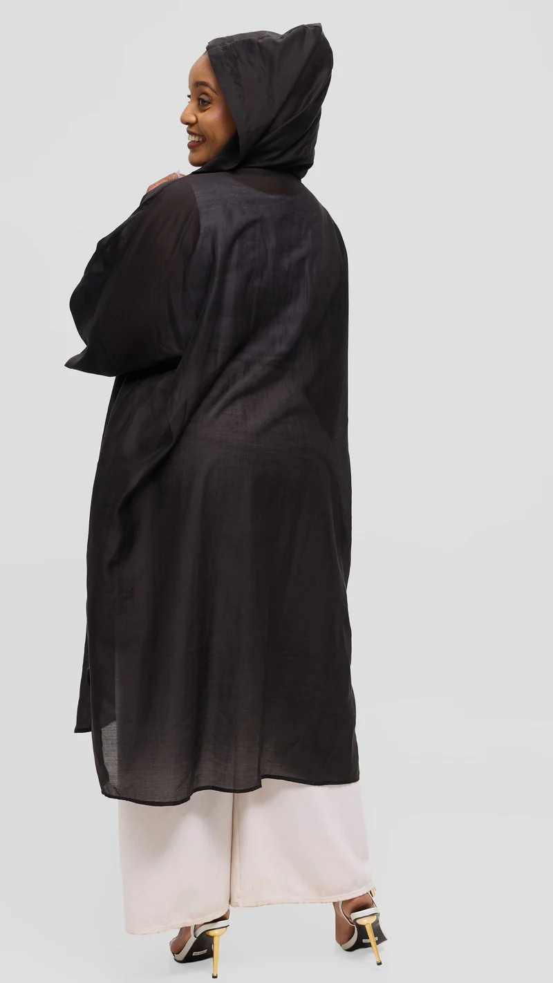 Vivo Hooded Kimono in Tencel - Black