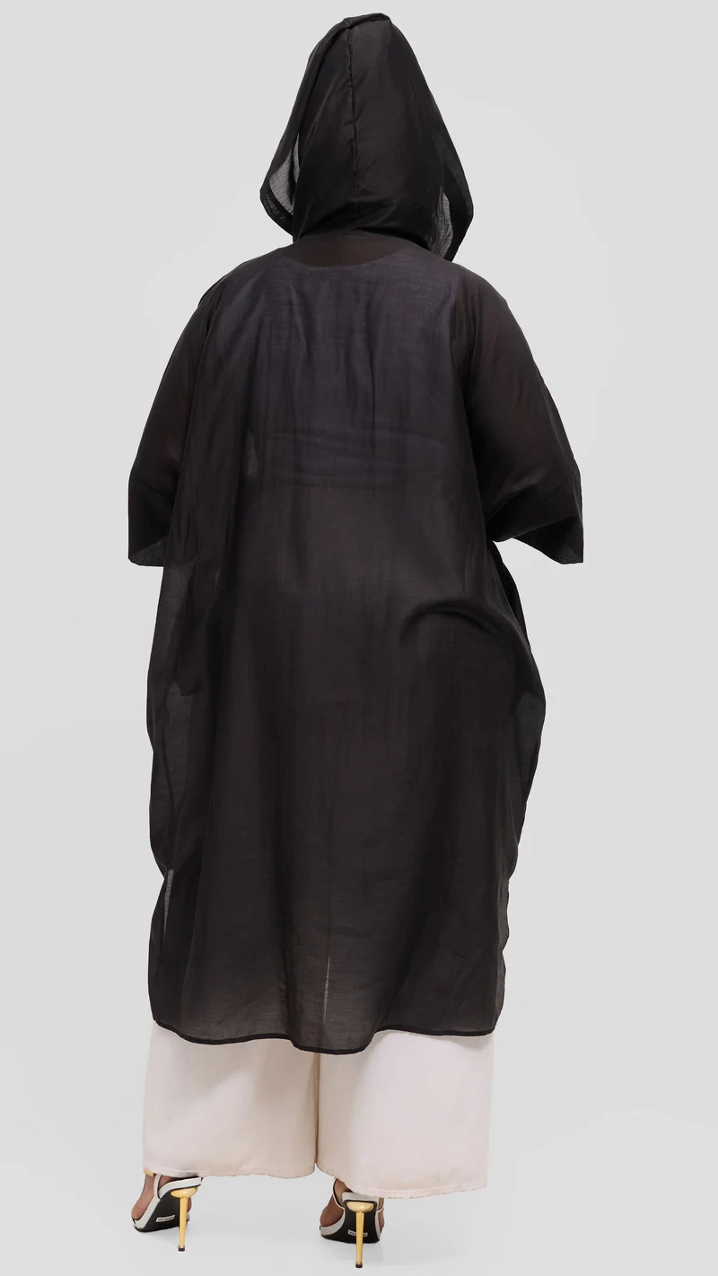Vivo Hooded Kimono in Tencel - Black