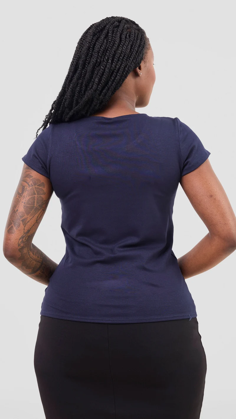 Vivo Everyday Cap Sleeve Top in Jersey - Navy