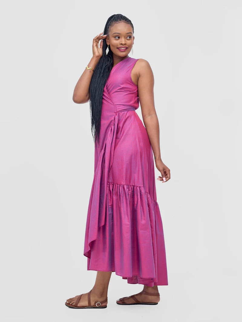 Safari by Vivo Kikoy Wrap Dress - Red Blue