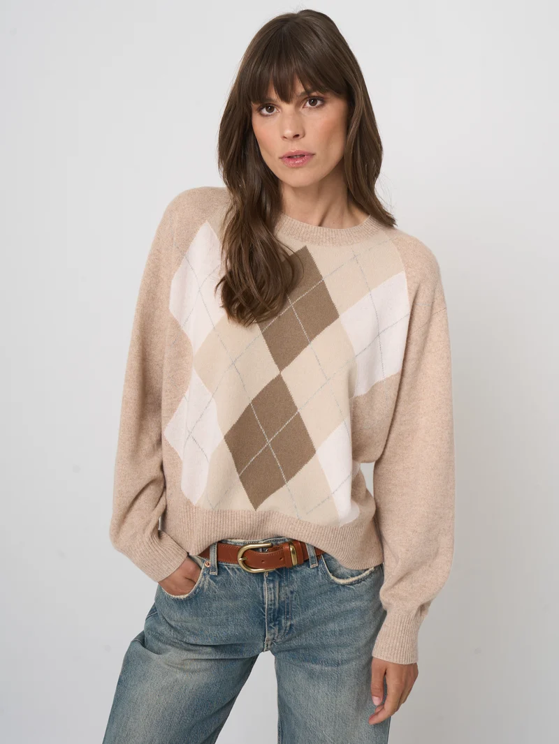 Pull à motif Argyle en cachemire biologique