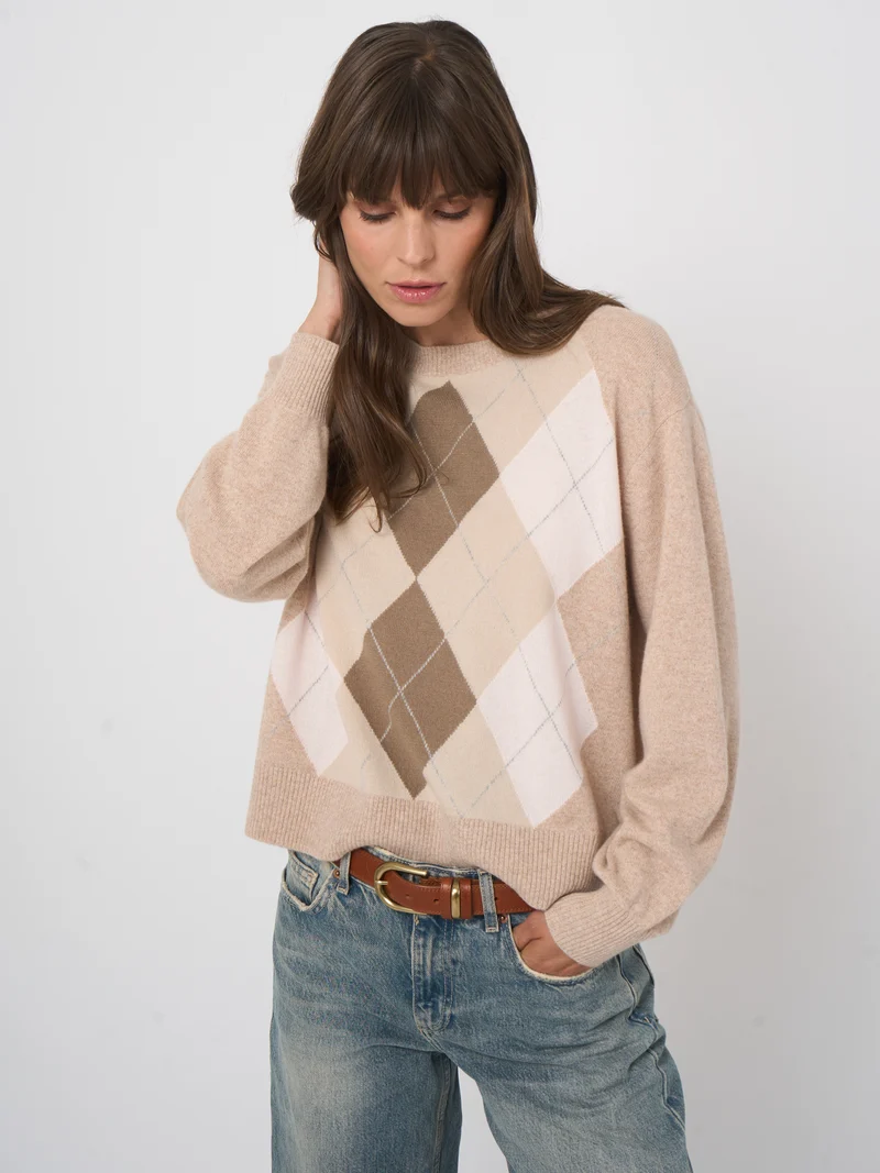 Pull à motif Argyle en cachemire biologique