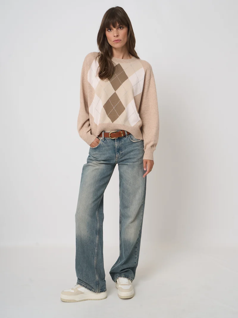 Pull à motif Argyle en cachemire biologique