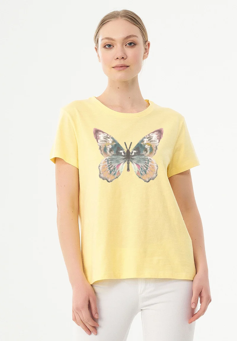 T-Shirt aus Bio-Baumwolle mit Schmetterling-Print