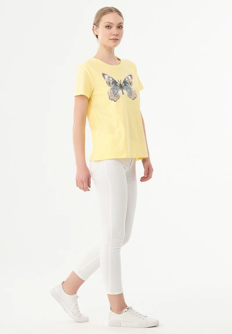 T-Shirt aus Bio-Baumwolle mit Schmetterling-Print