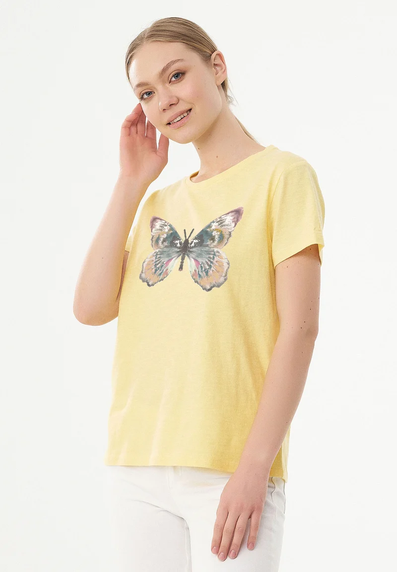 T-Shirt aus Bio-Baumwolle mit Schmetterling-Print