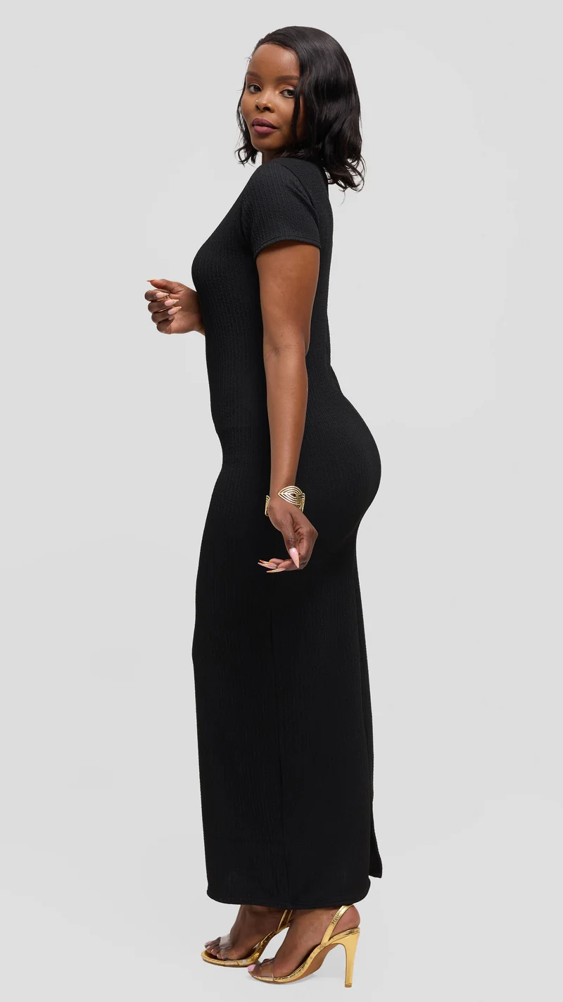 Vivo Short Sleeve Maxi Bodycon in Jersey - Black